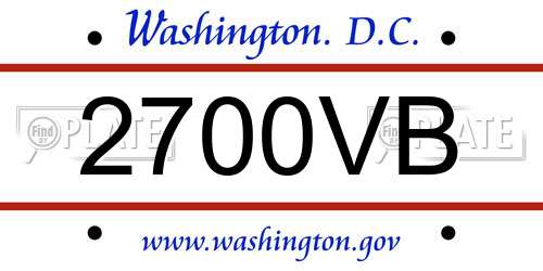 2700VB District Of Columbia License Plate