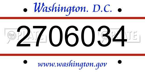 2706034 District Of Columbia License Plate