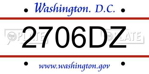 2706DZ District Of Columbia License Plate