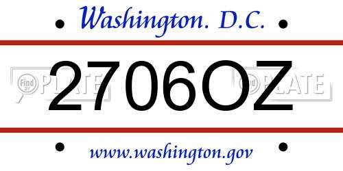 2706OZ District Of Columbia License Plate