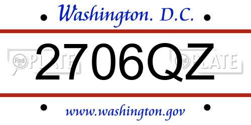 2706QZ District Of Columbia License Plate