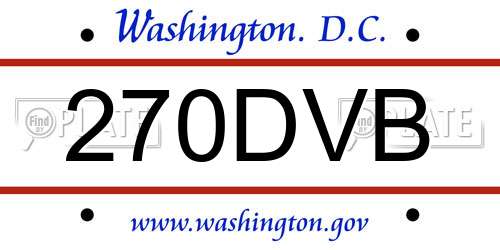 270DVB District Of Columbia License Plate