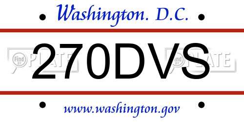 270DVS District Of Columbia License Plate