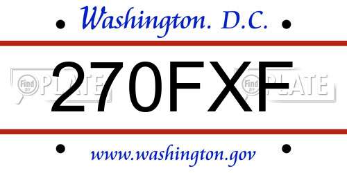 270FXF District Of Columbia License Plate