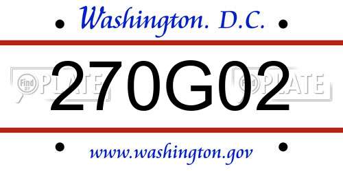 270G02 District Of Columbia License Plate