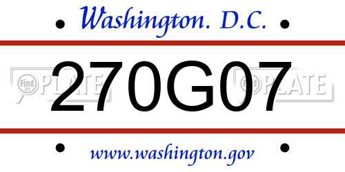 270G07 District Of Columbia License Plate