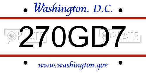270GD7 District Of Columbia License Plate