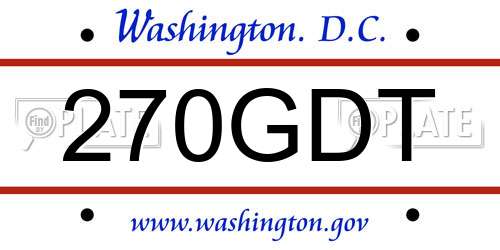 270GDT District Of Columbia License Plate