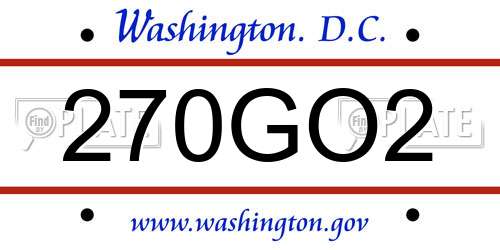 270GO2 District Of Columbia License Plate
