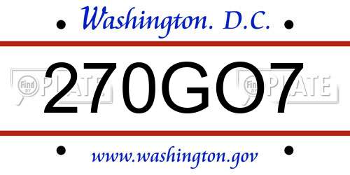 270GO7 District Of Columbia License Plate