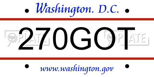 270GOT District Of Columbia License Plate