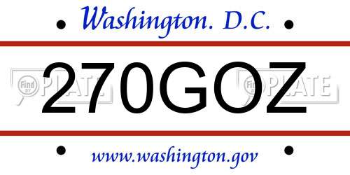270GOZ District Of Columbia License Plate