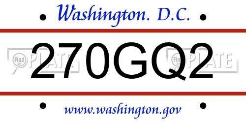 270GQ2 District Of Columbia License Plate