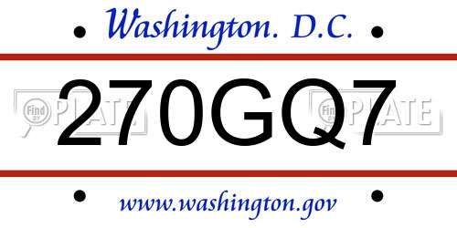270GQ7 District Of Columbia License Plate