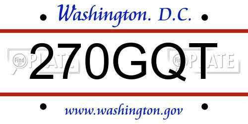 270GQT District Of Columbia License Plate