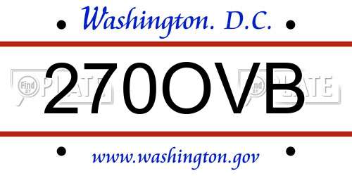 270OVB District Of Columbia License Plate