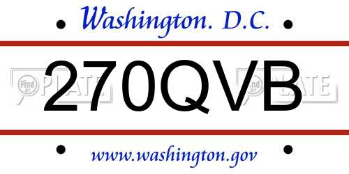 270QVB District Of Columbia License Plate