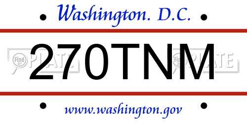 270TNM District Of Columbia License Plate
