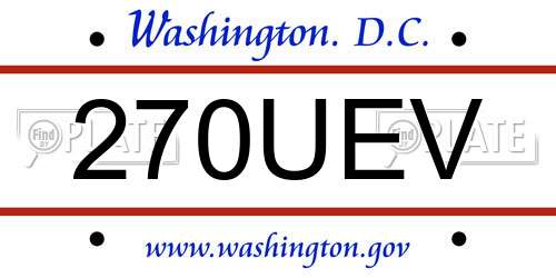 270UEV District Of Columbia License Plate