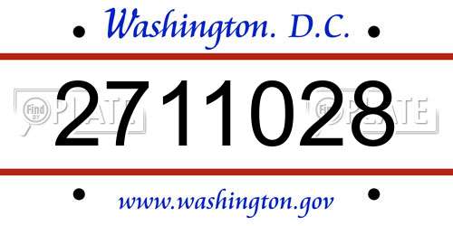 2711028 District Of Columbia License Plate