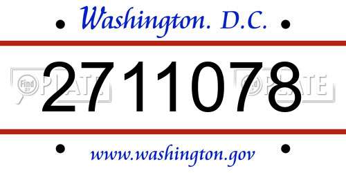 2711078 District Of Columbia License Plate