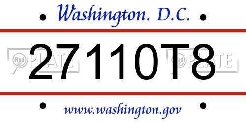 27110T8 District Of Columbia License Plate