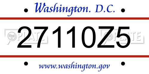 27110Z5 District Of Columbia License Plate