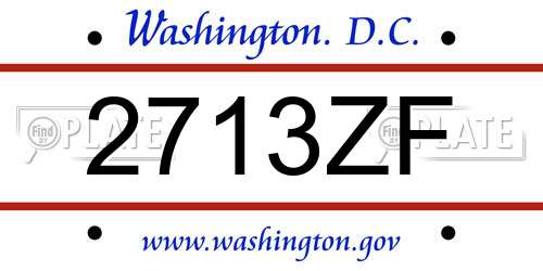 2713ZF District Of Columbia License Plate