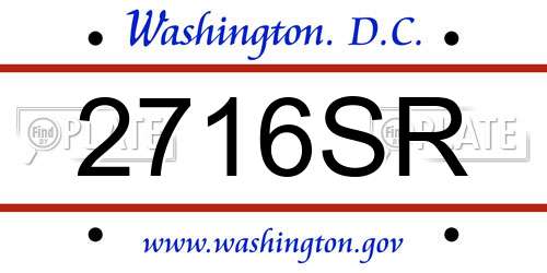 2716SR District Of Columbia License Plate