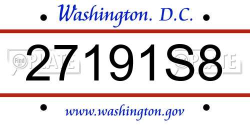 27191S8 District Of Columbia License Plate
