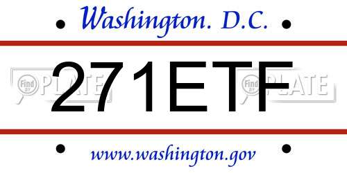 271ETF District Of Columbia License Plate