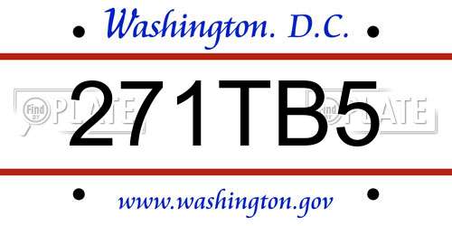 271TB5 District Of Columbia License Plate