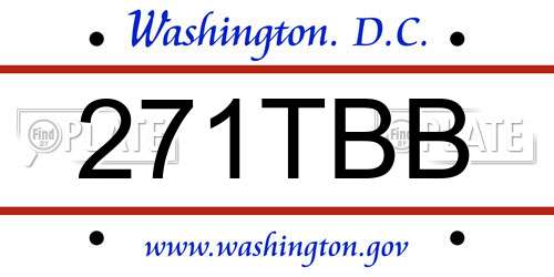 271TBB District Of Columbia License Plate