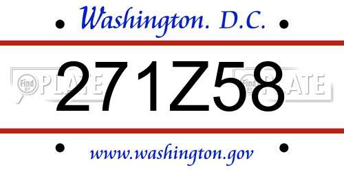 271Z58 District Of Columbia License Plate