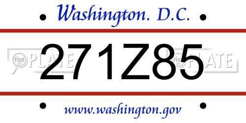271Z85 District Of Columbia License Plate