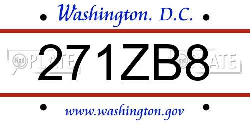 271ZB8 District Of Columbia License Plate