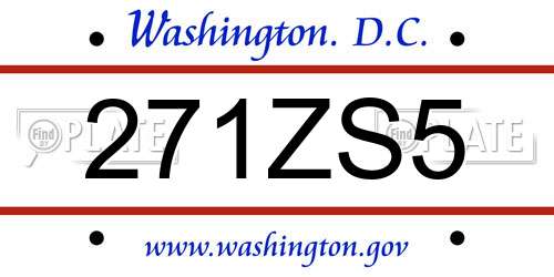 271ZS5 District Of Columbia License Plate