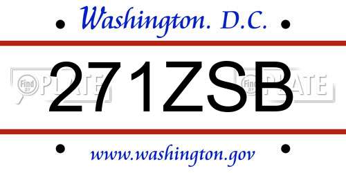 271ZSB District Of Columbia License Plate