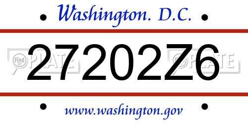 27202Z6 District Of Columbia License Plate