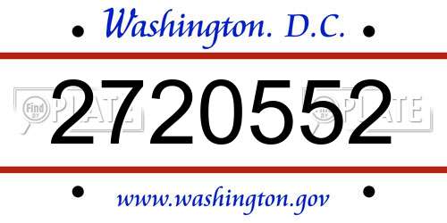 2720552 District Of Columbia License Plate