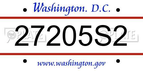 27205S2 District Of Columbia License Plate