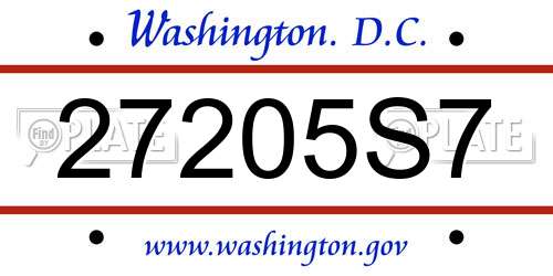 27205S7 District Of Columbia License Plate