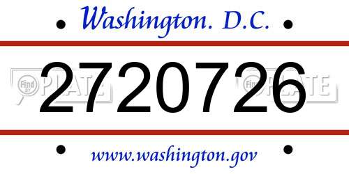 2720726 District Of Columbia License Plate