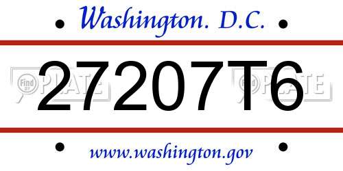 27207T6 District Of Columbia License Plate