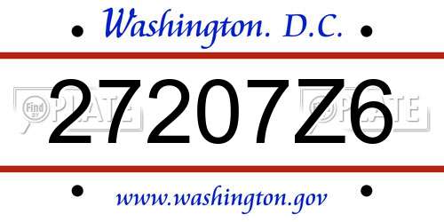 27207Z6 District Of Columbia License Plate