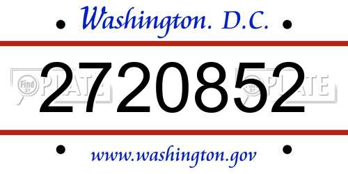 2720852 District Of Columbia License Plate