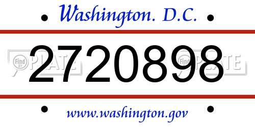 2720898 District Of Columbia License Plate