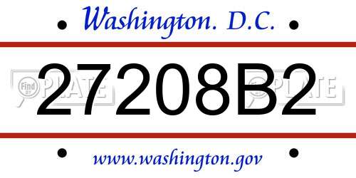 27208B2 District Of Columbia License Plate