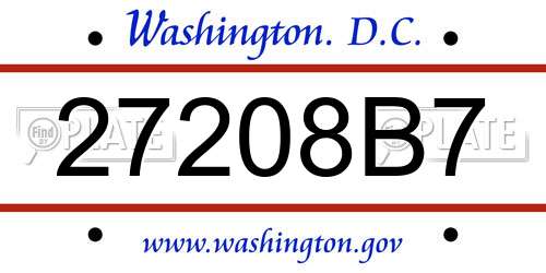 27208B7 District Of Columbia License Plate