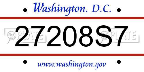 27208S7 District Of Columbia License Plate